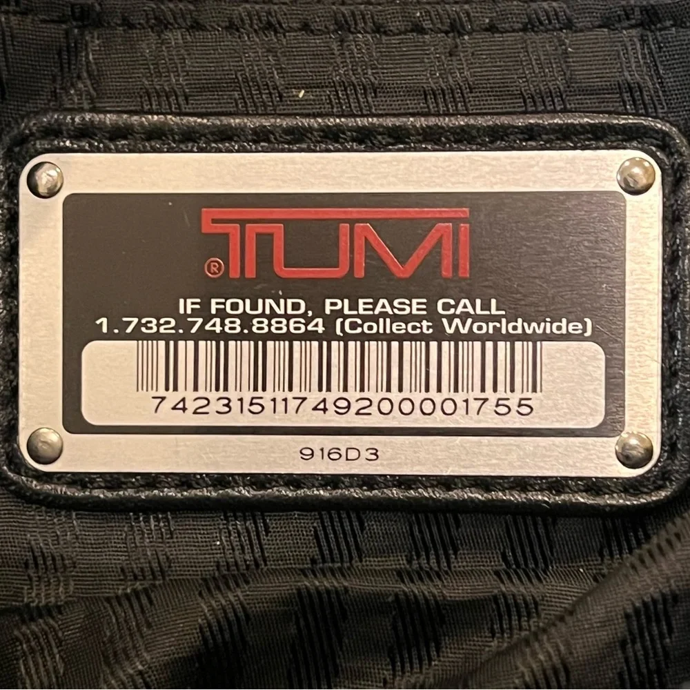 TUMI Black Leather Expandable Weekender Tote Duffel Bag